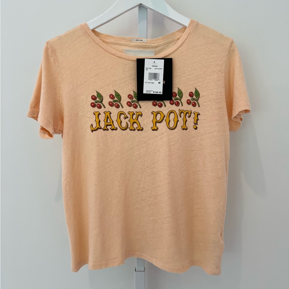MOTHER JACKPOT PEACH COTTON LINEN TEE SHIRT SIZE MEDIUM NWTS!
